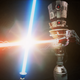 An image of the droids from the dojo lightsaber battle.